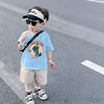Healthy baby 薄款兒童中小童新款男童上衣中大童純棉短袖女童百 男童大學T恤 男童短袖 男童