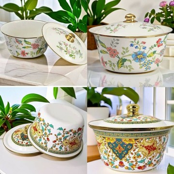 ??工廠直銷加厚金邊琺瑯搪瓷盆蓋盆老式鐵瓷盆豬油盆帶蓋調料盆餡料盆攪拌盆