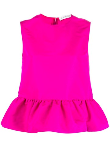 Nina Ricci - bow-detail taffeta peplum top - women - Polyester - 40 - Pink