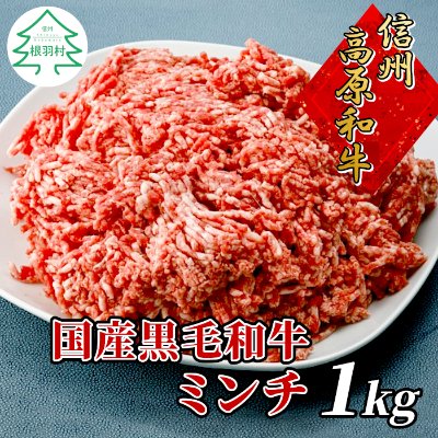 ふるさと納税 根羽村 信州高原和牛ミンチ　1kg　国産黒毛和牛