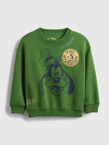 男幼童裝 Gap x Disney迪士尼聯名 Logo刺繡印花刷毛圓領大學T-綠色