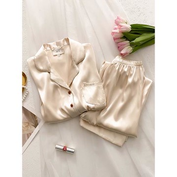 高端純色真絲睡衣女春夏季長袖家居服高級感冬薄款100%桑蠶絲套裝