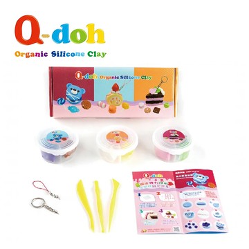【Q-doh】魔法定型有機矽膠黏土-主題造型DIY(甜點派對3入組)