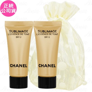 CHANEL 香奈兒 奢華晶燦賦活粉底精萃(#BR12)(5ml)*2旅行袋組(公司貨)