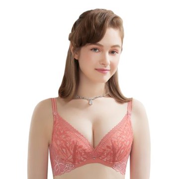 思薇爾 撩波芙蓉光影系列B-E罩蕾絲集中包覆女內衣(果乾紅)