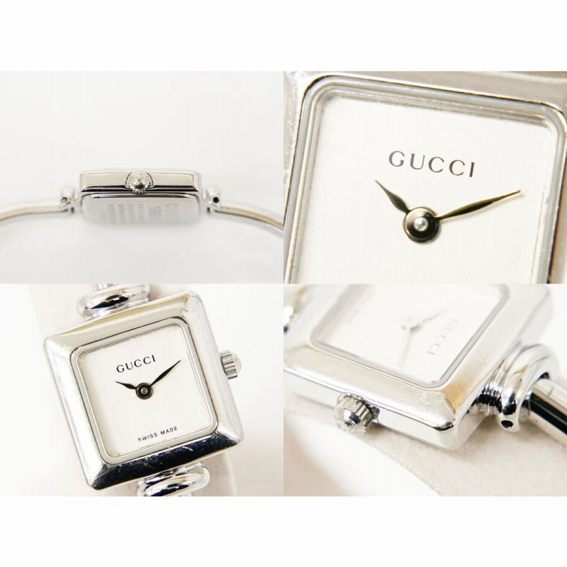 本物 グッチ GUCCI スクエア バングルウォッチ 腕時計 QZ クオーツ  