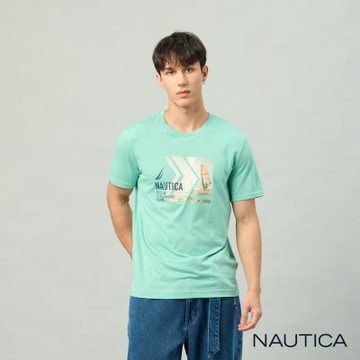 Nautica 官方旗艦 男裝 風帆運動感短袖上衣-綠色