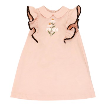 FENDI Kids 嬰幼兒荷葉邊袖洋裝
