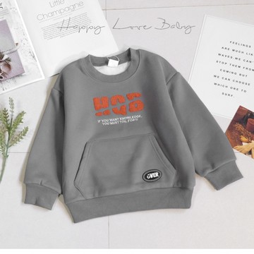 厚款 個性美式毛線英文厚磅寶寶絨上衣 秋冬 男童上衣 男童長袖 男童棉T 男童T恤 刷毛上衣