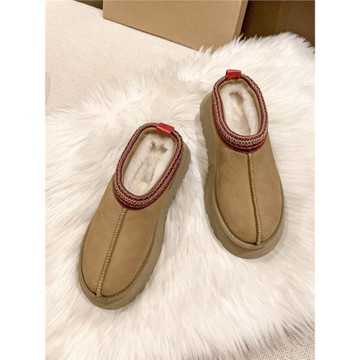 毛毛半拖棉鞋女外穿2024新款皮毛一體厚底拖鞋包頭防滑平底雪地靴