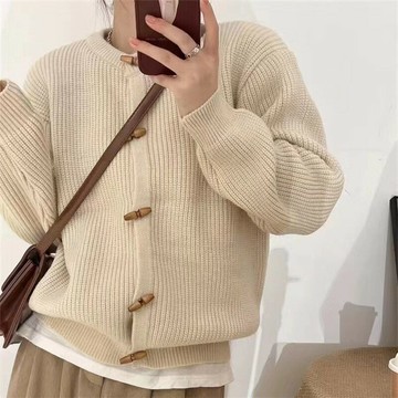 【巴黎精品】現貨+預購 針織外套長袖針織衫-復古牛角扣慵懶寬鬆女外套6色a1cv13