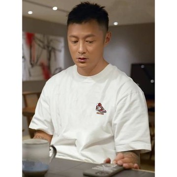 余文樂短袖t恤男夏季2025新款潮牌簡約寬松百搭白色男士上衣體恤