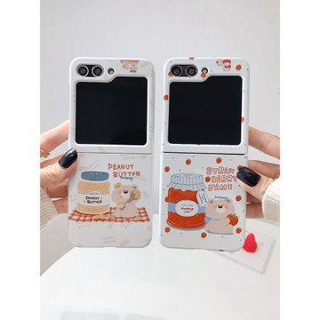 花生醬熊適用三星zflip7fe手機殼zflip6折疊屏flip5全包W25心系天下保護套超薄大視窗小眾女款高級感可愛防摔