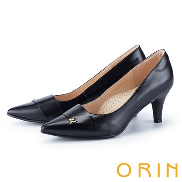 ORIN 星星點綴珠光羊皮尖頭高跟鞋 黑色