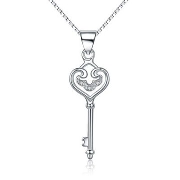 現貨+預購 925純銀項鍊鑲鑽吊墜-簡單大方鑰匙七夕情人節生日禮物女配件銀飾73am173【獨家進口】【米蘭精品】