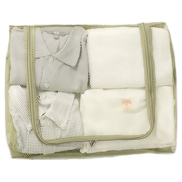 iSFun 摺疊網布透氣拉鍊旅行收納袋 旅行收納  草綠色  1個