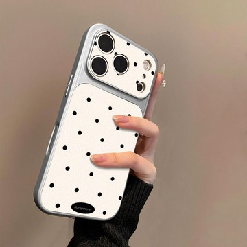 波點小兔圖案適用蘋果17手機殼小羊皮蘋果16保護套15新14外殼13/1