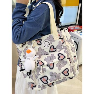 大容量斜挎包女初中生帆布單肩裝書包少女生學生補習手提袋拎書袋