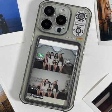 復古個性相機適用三星s24ultra手機殼硅膠s23fe時尚卡包s22+簡約s21/s20可放照片插卡a54a55a52a15防摔note20