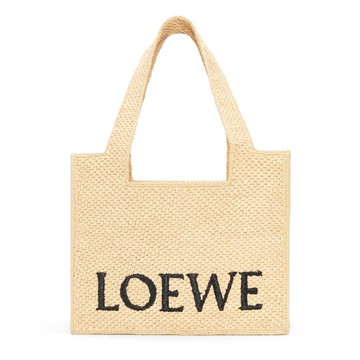 Font 米色中款酒椰葉編織托特包