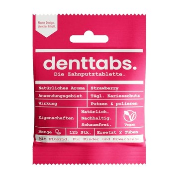 (預購) DENTTABS  德國潔牙錠 兒童草莓含氟潔牙錠(塊狀牙膏) 125st (DE102)