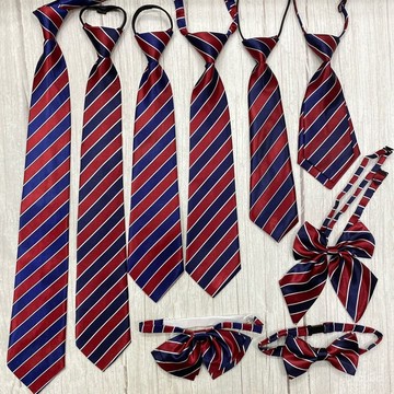 熱賣爆款兒童校服領帶藍紅男女童小學生幼兒園錶演領花領結條紋免打配飾 5DP8
