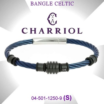 CHARRIOL夏利豪 Bangle Celtic幾何鋼索手環 黑色5飾件藍鋼索S款 C6(04-501-1250-9)