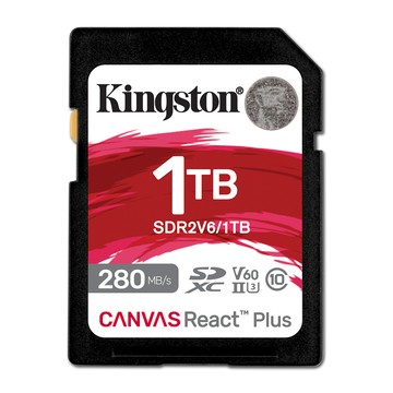 Kingston Canvas React Plus SDXC UHS-II 280R/150W V60 1TB 記憶卡(SDR2V6/1TB)