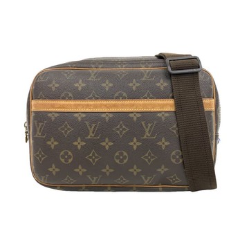 louis vuitton棕色老花帆布肩揹包