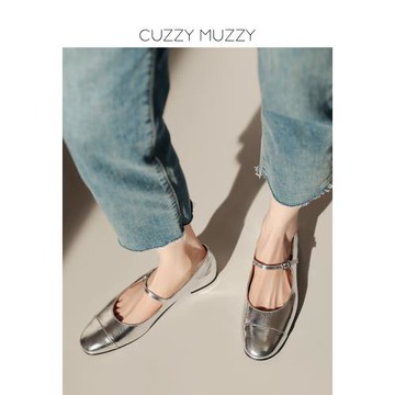 CUZZYMUZZY法式復古瑪麗珍鞋中跟方頭高跟鞋淺口一字帶粗跟單鞋女