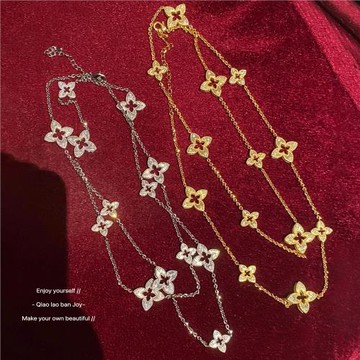 【喬老板Joy】重工！菱花毛衣鏈四葉草中古拉絲項鏈輕奢高級質感