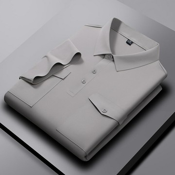 【新款熱賣】夏季男士新款中青年涼感親膚輕商務休閑真口袋短袖翻領上衣