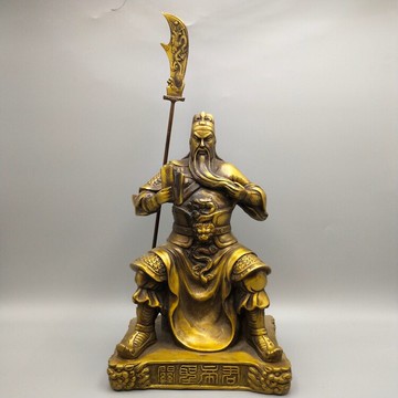 純銅關公財神擺件招財銅像武財神爺鎮宅神像供奉關二爺佛像