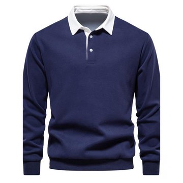 Men's POLO T-shirt 長袖Polo領衛衣潮流歐碼男裝休閑百搭衛衣