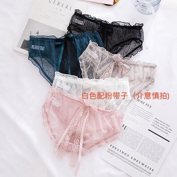 爆款波點網紗內褲女性感可愛后臀蝴蝶結少女爆棚舒適低腰內褲