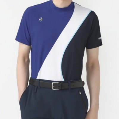 14300円★ルコック トリコロールブロッキングモックネックシャツ★L 14300円☆ルコック トリコロールブロッキングモックネックシャツ☆L