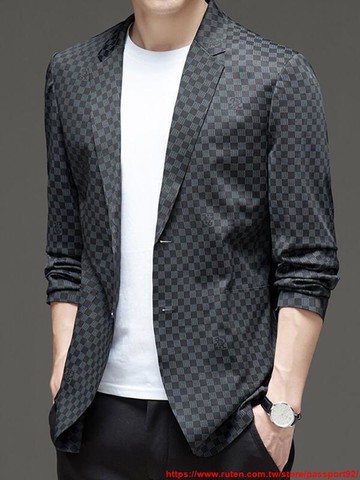 西服外套男春季新款韓版潮流兩粒扣格子小西裝中青年休閑西上