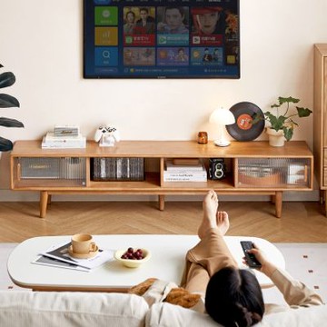 原木日式巧伴橡膠木實木原木色電視櫃2.2MY520N02-(H014413015)