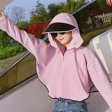 夏季騎車防紫外線電動車防曬神器騎行遮陽帽子遮臉面罩太陽帽衣