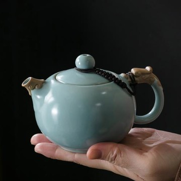 汝窯茶壺單壺可養開片單個泡茶壺 陶瓷小茶壺家用茶水壺泡茶器