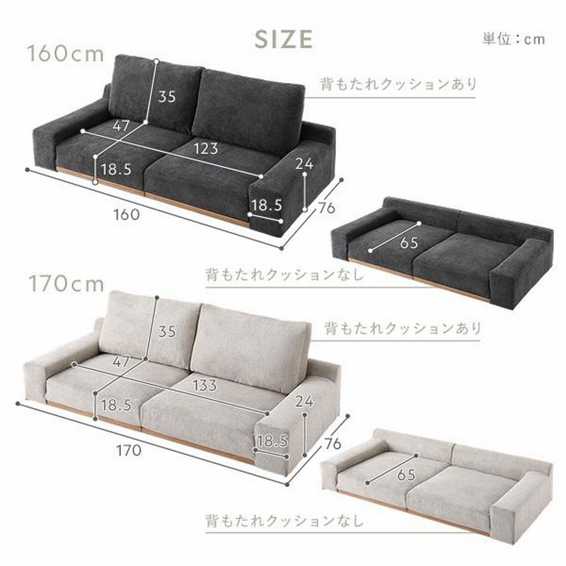 ローソファ フロアソファ 幅160cm ダークグレー 分割式カバーリング