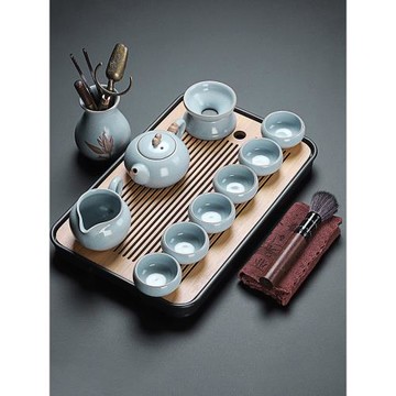 (免運)2026新款汝窯功夫茶具套裝家用高檔輕奢中式陶瓷茶杯泡茶壺一茶盤