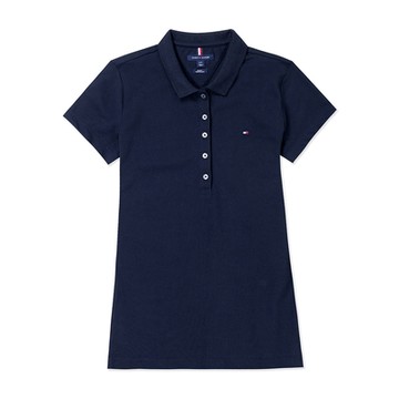 TOMMY 熱銷刺繡Logo短袖Polo衫(女)-深藍色