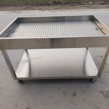 優樂悅~加厚加固定制不銹鋼鹵肉分揀臺鹵菜專用瀝水車漏網漏水篩網工作臺