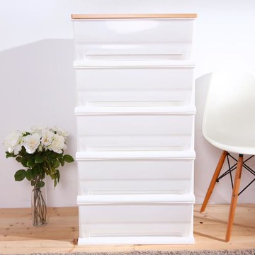 HOUSE-時光白色超大150公升五層櫃(木天板)