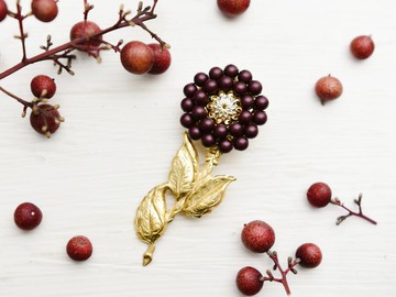 【胸針】復古單朵花 霧面 紫