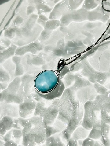 拉力瑪 海紋石 S925純銀 天然水晶項鍊/緩解壓力 增強溝通能力