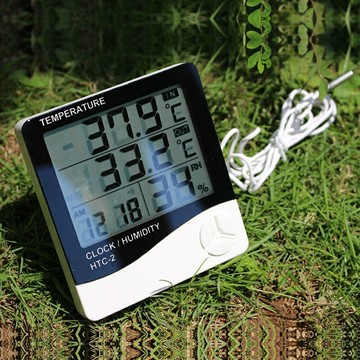 家用室內數顯溫濕度計HTC-1 HTC-2溫度濕度計高精度帶探頭線魚缸溫度計