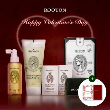 快速出貨【ROOTON】情人節快樂！髮根噴霧150ml+甦活植萃洗髮精200ml+沐浴膠5ml+身體乳5ml+甦活體驗盒+品牌化妝包掛件+情人節小卡+植萃手提禮盒