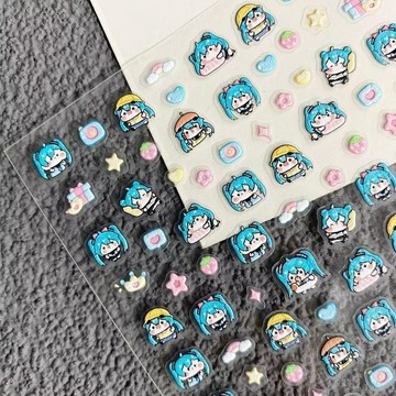 【可愛卡通初音未來】美甲貼紙 浮鵰虛擬電子女孩 DIY手賬貼紙 指甲裝飾貼紙 手帳貼紙 美甲貼紙 指甲貼紙 手帳裝飾